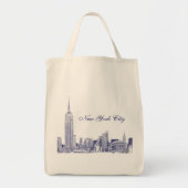 NYC Skyline Etched 01 Blue Tragetasche (Vorne)