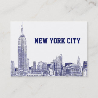 NYC Skyline Etched 01 Blue Visitenkarte