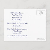 NYC Skyline Etched 01 Engagement Party Blue Einladungspostkarte (Rückseite)