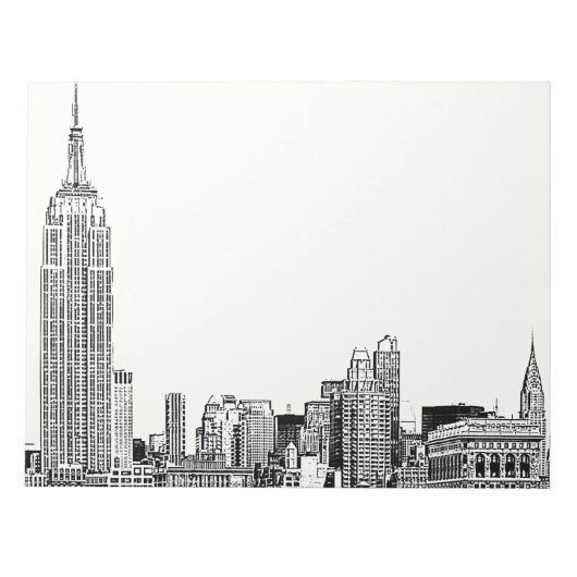 NYC Skyline Etched 01 Notizblock (Vorderseite)