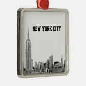 NYC Skyline Etched 01 Ornament Aus Metall (Rechts)