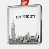 NYC Skyline Etched 01 Ornament Aus Metall (Links)