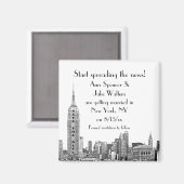 NYC Skyline Etched 01 Save the Date Magnet (Vorderseite/Rückseite)