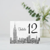 NYC Skyline Etched 01 Tischnummer (Stehend Vorderseite)