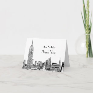 NYC Skyline Etched 01 Vielen Dank Dankeskarte