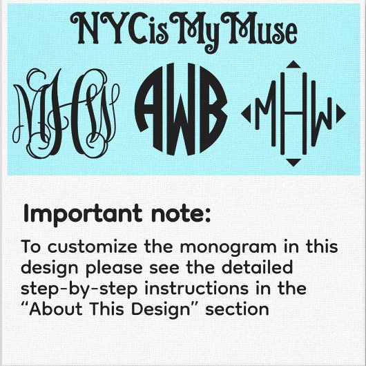 NYC Skyline Etched 01 Vine Script Monogram Notizblock