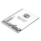NYC Skyline Etched 01 Vine Script Monogram Notizblock (Linke Seite)