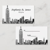 NYC Skyline Etched 01B Escort Cards Platzkarte (Vorne/Hinten)