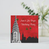 NYC Skyline Etched Chrysler 1 Weihnachtsfeiertag Einladung (Stehend Vorderseite)