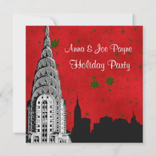 NYC Skyline Etched Chrysler 1 Weihnachtsfeiertag Einladung