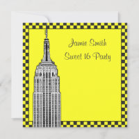 NYC Skyline Etched ESB Checkered Taxi 2 Sweet 16