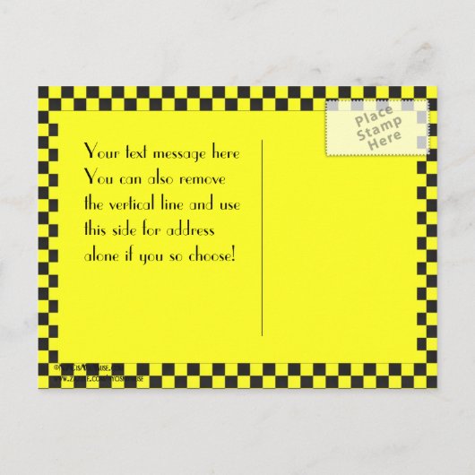 NYC Skyline Etched ESB Checkrd Taxi Rett Date Ankündigungspostkarte (Rückseite)