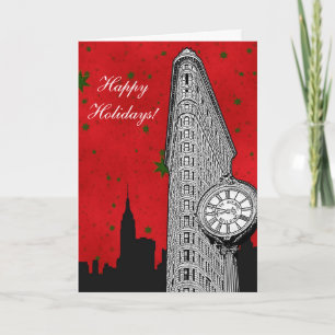 NYC Skyline Etched Flatiron 2 Weihnachtsferien Feiertagskarte