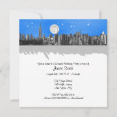 NYC Skyline Etched Look Moon Lt Blue 2 Sweet 16 SQ Einladung (Rückseite)