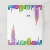 NYC Skyline Etched Rainbow Escortkarten Platzkarte (Außenseite Aufgefaltet)