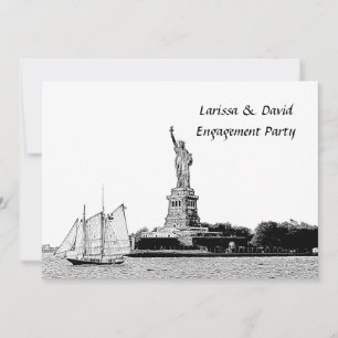 NYC Skyline Etched St. Liberty Engagement Party Einladung