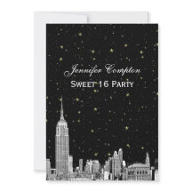 NYC Skyline Etched Starry DIY BG Color Sweet 16