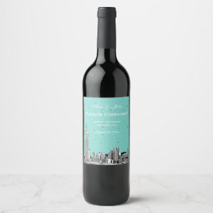 NYC Skyline Etched Starry DIY BG Color Weinetikett