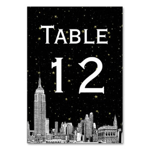 NYC Skyline Etched Starry DIY BG SQ Tischnummer