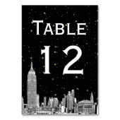 NYC Skyline Etched Starry DIY BG SQ Tischnummer (Rückseite)