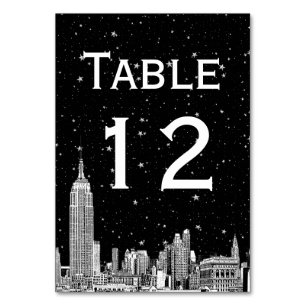 NYC Skyline Etched Starry DIY BG Tischnummer
