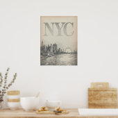 NYC-Skyline-Fähre Blick mit Empire State Building Poster (Küche)
