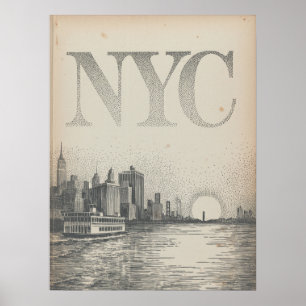 NYC-Skyline-Fähre Blick mit Empire State Building Poster