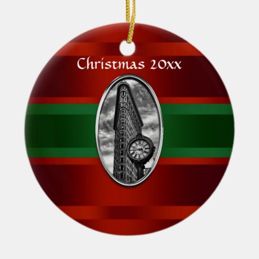 NYC Skyline: Flatiron Gebäude Xmas #3 Keramik Ornament (Vorne)