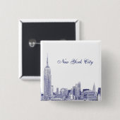 NYC-Skyline geätzt 01 Blau Button (Vorne & Hinten)