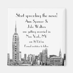 NYC-Skyline geätzt 01 Save-the-Date Magnet
