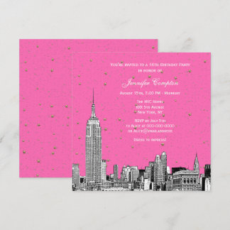 NYC-Skyline geätzter Sternenhimmel DIY-Hintergrund Einladung