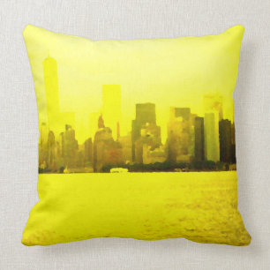 NYC Skyline-helles gelbes Kissen-städtische Kissen