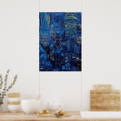 NYC Skyline, Hochwinkel bei Dämmerung Poster (Küche)