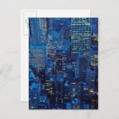 NYC Skyline, Hochwinkel bei Dämmerung Postkarte (Vorne/Hinten)