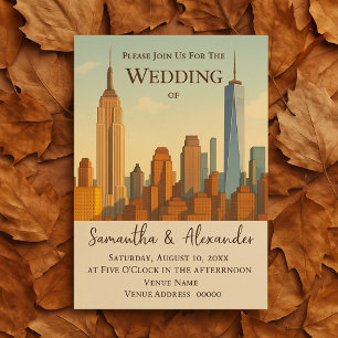 NYC-Skyline-Hochzeit Vintage-Stadtbild Einladung