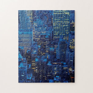NYC Skyline, hohe Winkelsicht an der Dämmerung Puzzle