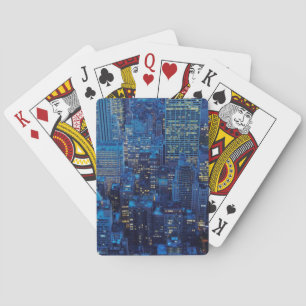 NYC Skyline, hohe Winkelsicht an der Dämmerung Spielkarten