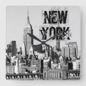 NYC Skyline II Quadratische Wanduhr (Vorderseite)