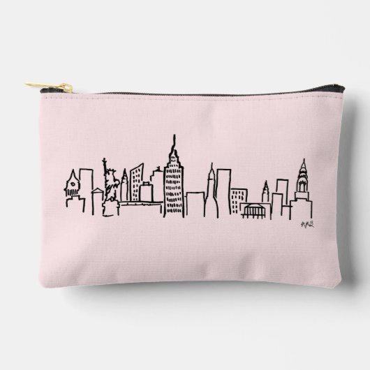 NYC Skyline Illustration Makeup Bag Zubehörtasche (Vorderseite)