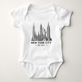 NYC Skyline Illustration with Statue of Liberty Baby Strampler