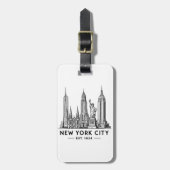 NYC Skyline Illustration with Statue of Liberty Gepäckanhänger (Vorderseite vertikal)