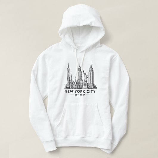 NYC Skyline Illustration with Statue of Liberty Hoodie (Design vorne)