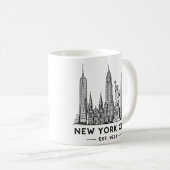 NYC Skyline Illustration with Statue of Liberty Kaffeetasse (VorderseiteRechts)