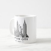 NYC Skyline Illustration with Statue of Liberty Kaffeetasse (Vorderseite Links)