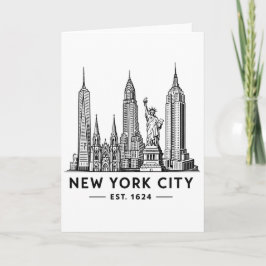 NYC Skyline Illustration with Statue of Liberty Karte