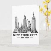 NYC Skyline Illustration with Statue of Liberty Karte (Gelbe Blume)
