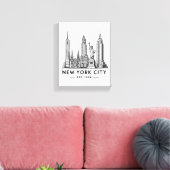 NYC Skyline Illustration with Statue of Liberty Leinwanddruck (Insitu (Wohnzimmer))
