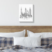 NYC Skyline Illustration with Statue of Liberty Leinwanddruck (Insitu (Schlafzimmer))