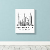 NYC Skyline Illustration with Statue of Liberty Leinwanddruck (Insitu (Holzboden))