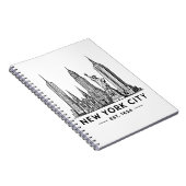 NYC Skyline Illustration with Statue of Liberty Notizblock (Rechte Seite)
